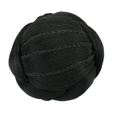 Imagem de IMISSU Capa de cabelo de dançarina de chignon trançado tamanho pequeno apliques de cabelo scrunchies coque peruca updo (M2 Preto)