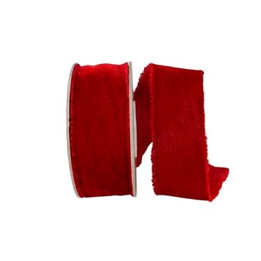 Imagem de Reliant Ribbon Fita de veludo com borda desgastada Dutchess, vermelha