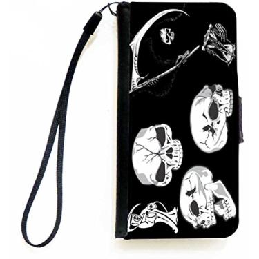 Imagem de Rikki Knight Grim Reaper Skulls on Black Flip Wallet Case com aba magnética para Apple iPhone 5c