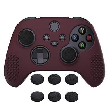 Imagem de eXtremeRate PlayVital Wine Red 3D Studded Edition Anti-Slip Silicone Cover Skin for Xbox Series X/S Controller, Soft Rubber Case Protector for Xbox Core Wireless Controller with Thumb Grip Caps