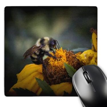 Imagem de 3dRose Mouse pad LLC 20 x 20 x 0,65 cm, flor selvagem com abelha ajudando um ao outro - imagem de fechamento com detalhes para decoração de casa (mp_48668_1)