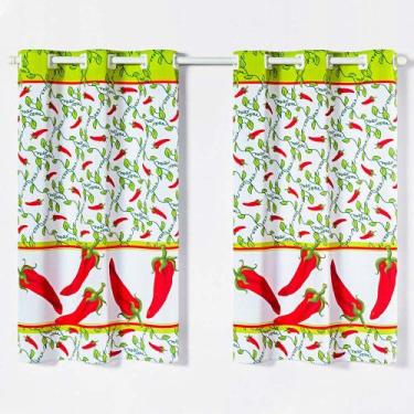 Imagem de Cortina Gourmet Varão Cozinha Tecido Oxford 2,00m X 1,30m - Pimenta Ve