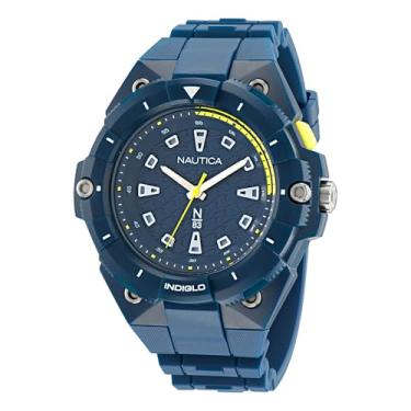 Imagem de Nautica Relógio masculino azul biobased PU Strap (modelo: NAPCNS401), Azul