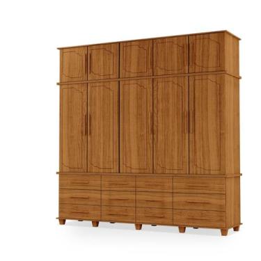 Imagem de Guarda Roupas Berlim 100% Mdf c/ 10 Portas 12 Gavetas Pés Madeira - Lu