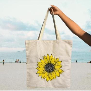 Imagem de Bolsa Girassol Ecobag Sustentável Cor Cru - armazze