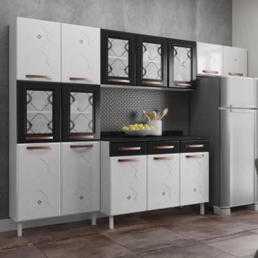 Imagem de Cozinha De Aço Completa Com Balcão Glass Branco preto