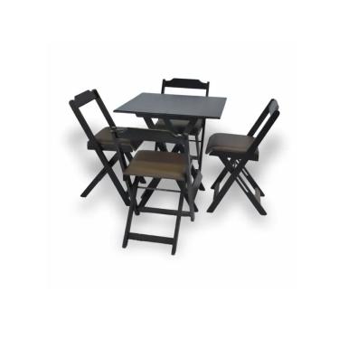 Imagem de Conjunto Dobrável 70X70 Com 4 Cadeiras Estofadas Marrom