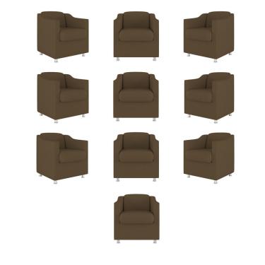 Imagem de Kit 10 Poltronas Decorativa Tilla Consultório Recepção Suede marrom