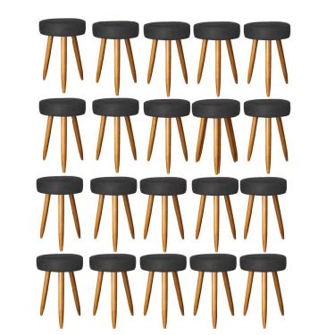 Imagem de Kit 20 Banqueta Alta Julia 50Cm Bar Cozinha Bistrô Pé Palito Castanho Corino Preto
