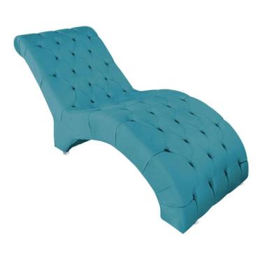 Imagem de Espreguiçadeira Maca Estofada Relaxante Descanso Suede Joana Cor:azul Turquesa