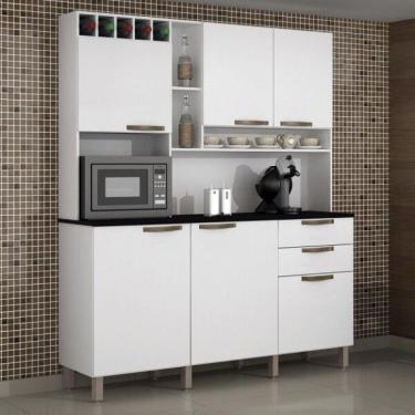 Imagem de Armário De Cozinha Topázio 6 Portas 2 Gavetas Branco Salleto Branco