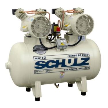 Imagem de Compressor Schulz Msv 12 100 Litros 120 Libras 2 Cv 220v Monofásico Isento De óleo
