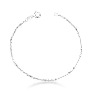 Imagem de Pulseira Delicada Infantil Com Bolinhas Prata 925 - 14cm