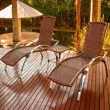 Imagem de 2 Espreguiçadeiras Caiobá E Mesa Em Alumínio - Piscina, Jardim Argila