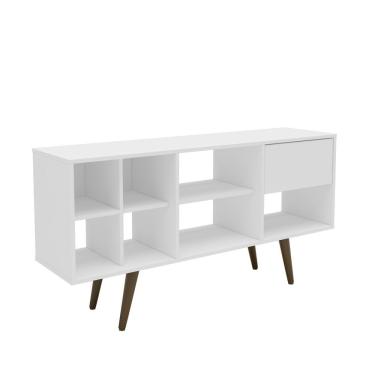 Imagem de Rack Retrô Para Tv Até 50 Polegadas Com 7 Nichos E 1 Gaveta 2335 Branco