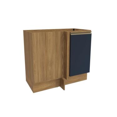 Imagem de Balcão De Canto Reto Celeste Kappesberg 100% Mdf 1 Porta Nogueira/azul 98cm