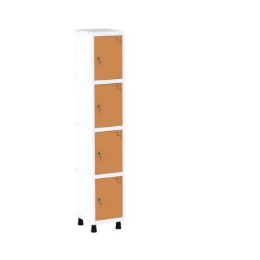 Imagem de Roupeiro Em Aço Mt 1v 4 Portas - Fechadura Branco-laranja Picasso