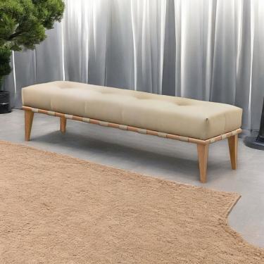 Imagem de Recamier Luxo Madeira Maciça Valentin Bege Claro