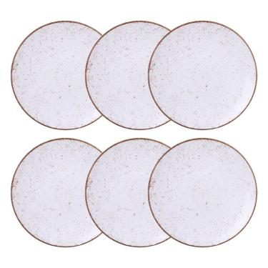 Imagem de Jogo De Pratos Rasos 6 Pcs Rústico 25 Cm Porcelana Decorada Tramontina