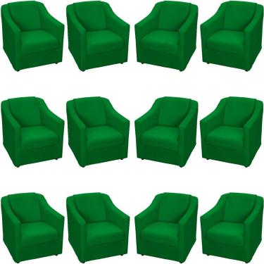 Imagem de Kit 12 Poltronas Mila Pé De Plástico Cromado - Verde Suede