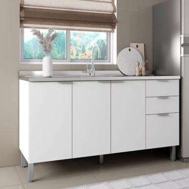 Imagem de Balcão Bartira Universal Com 3 Portas E 3 Gavetas Branco Fosco