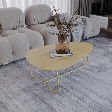 Imagem de Mesa De Centro Trude Organica 35cm X 90cm X 60cm Natural Tawary - Dourado