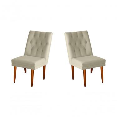Imagem de Jogo 02 Cadeiras De Jantar Estofada Cozinha Paris Suede Palha Eli Móveis