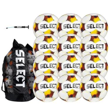 Imagem de SELECT Bola de futebol Viking DB, pacote com 12 bolas com bolsa de bola e bomba de mão, branco/azul/laranja V25, tamanho 4