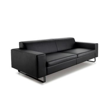 Imagem de Sofá 3 Lugares Otto Revestimento Sintético Preto 185 cm