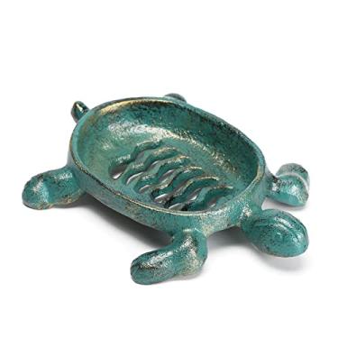 Imagem de BRASSTAR Suporte Para Saboneteira De Ferro Fundido Em Formato Tartaruga, Verde, Drenável, Cozinha, Chuveiro, Banheiro, Decoração Antiga Fazenda Tqgjpt154