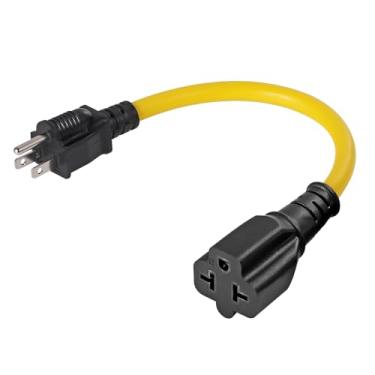 Imagem de VSEER Cabo De Extensão Alta Resistência Calibre 12 1 Pé, 12Awg 15A 5-15P, Adaptador Tomada Ca Doméstico [4 Em 1] Para 20A 5-15R, 5-20R, 6-15R, 6-20R, Alimentação Com T.