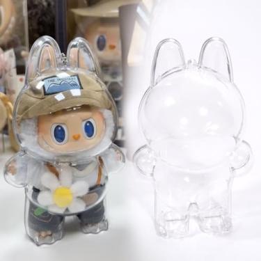 Imagem de CARTURRLEO Capa Protetora Para Labubu The Monsters Exciting Macaron Display De Acrílico Com Alça Silicone - Transparente Boneco Em Pé