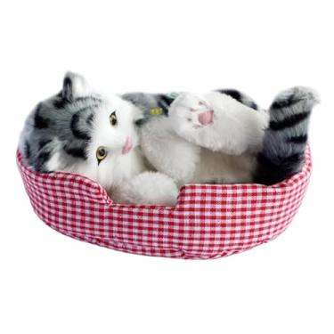 Imagem de MFMEXUL Brinquedos Interativos para Animais de Estimação Cheios, Gato Companheiro, Doce, Realista, Escritório, Versátil, Linha de Vida com Sons, Gatos Dormind, Gato Cinza