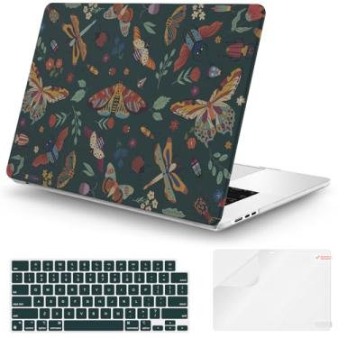 Imagem de iCasso Compatível com MacBook Air 15 polegadas 2025 2024 2023 versão M4 A3241 M3 A3114 M2 A2941, capa protetora fina de plástico rígido antiarranhões + capa de teclado para Mac Air 15 (borboleta verde