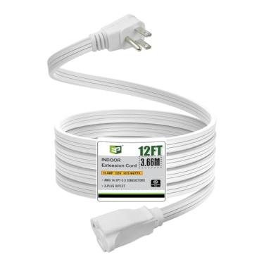 Imagem de EP Cabo De Extensão Para Aparelhos Alta Resistência 12 Pés - Calibre 14, 3 Pinos Spt-3, Ideal Condicionadores Ar, Geladeiras E Eletrodomésticos Uso Interno, Branco