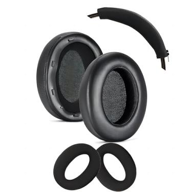 Imagem de Aiivioll Almofadas De Reposição Para Fones Ouvido Sony Wh-Xb910N, Capa Com Zíper Faixa Cabeça Whxb910N, Protetores Auriculares Espuma Viscoelástica Alta Densidade, 3 Em 1 (Pretas)