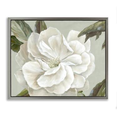 Imagem de Stupell Industries Design de arte de parede em tela flutuante cinza floret rosa branca por Alex Black, 53 x 43 cm