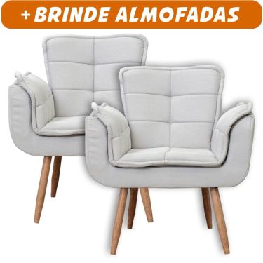 Imagem de Kit 2x Poltronas Opala Para Sala Cadeira Elegante Com Apoio de Braço em Veludo - Sentô
