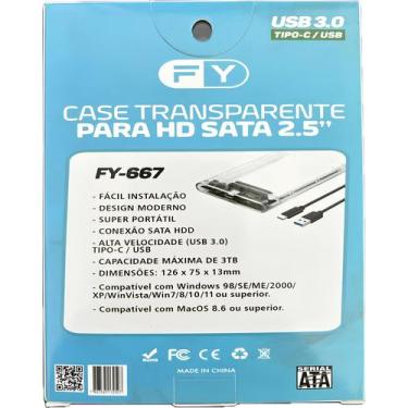 Imagem de Case P/ Hd Externo Transparente Notebook Sata 2.5 Usb 2.0 Pc - FY