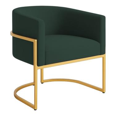 Imagem de Poltrona Decorativa Luana Veludo Com Pés De Ferro Dourado 7 Decor Verde Escuro