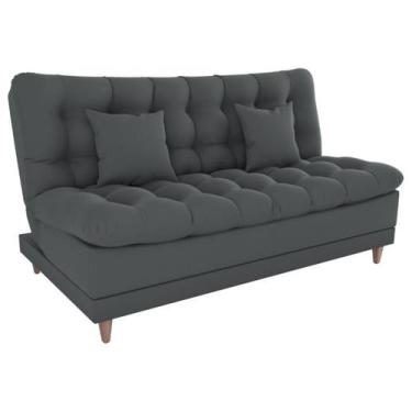 Imagem de Sofa Cama 2 Lugares 185 cm Duda Veludo Light B250 Cinza Milani Store, 