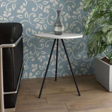 Imagem de Mesa Lateral Gabriela Wood Branco e Preto - ASTURIAS