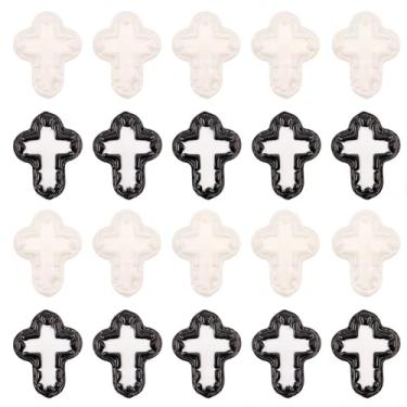 Imagem de SUNNYCLUE 1 caixa, 20 peças, contas de cruz de vidro, contas de crucifixo, minilâmpadas, preto, branco, cristal de Páscoa, espaçador solto para fazer joias, berloques, pulseira, colar, brinco