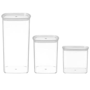 Imagem de Jogo 3 Potes Plásticos 800ml 1,4L 2L Porta Mantimentos Massa