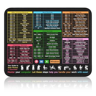 Imagem de Tapete de mesa pequeno Excel - Mouse pads quadrados portáteis para mesa/Excel/Word/PowerPoint/Windows Atalhos | Tapete para jogos de folha de dicas do Excel | Decoração de acessórios de escritório em