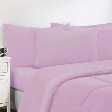 Imagem de Kit Edredom Malha 100% Algodão Gran Moratta 3 Peças Queen - Rosa Bebê-rosa Bebê
