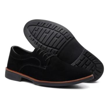 Imagem de Sapato Oxford Masculino Social Casual Elegante Em Camurça Legítima Com Cadarço Design Clássico Confortável Estilo Retrô Versátil (Preto, BR, Adulto, Numérico, 39)