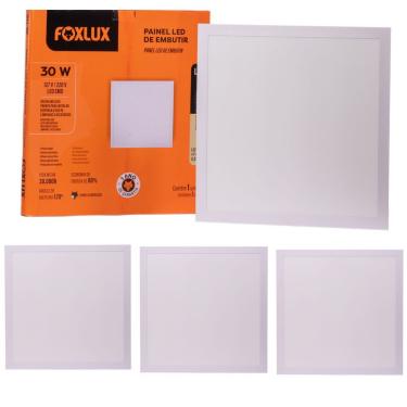 Imagem de Kit 4 Painel Led 40x40 Quadrado Branco Embutir 30w 4000k Foxlux