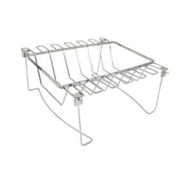Imagem de WeiLaiKeQi Grelha de aço inoxidável para assar 3 em 1, grelha retangular para costelas, fácil de usar, suporte dobrável para coxas de frango, para forno de carne