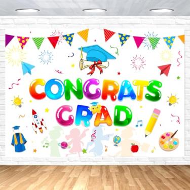 Imagem de InMemory Decoração de pano de fundo de pré-escola de jardim de infância com pintura de confetes coloridos, faixa de parabéns, pré-escola, pós-graduação, sala de aula, fotografia de festa, fundo 1,8 x